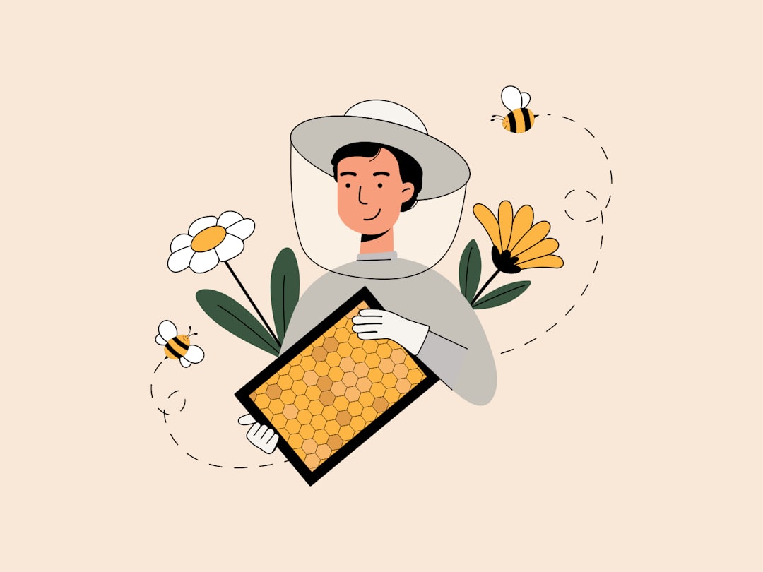A beekeeper holds a honeycomb, surrounded by bees.