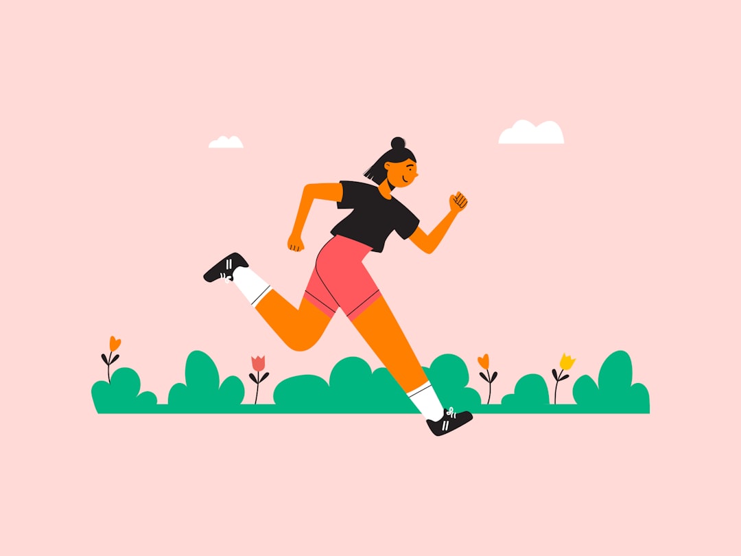 A woman is running through a park.