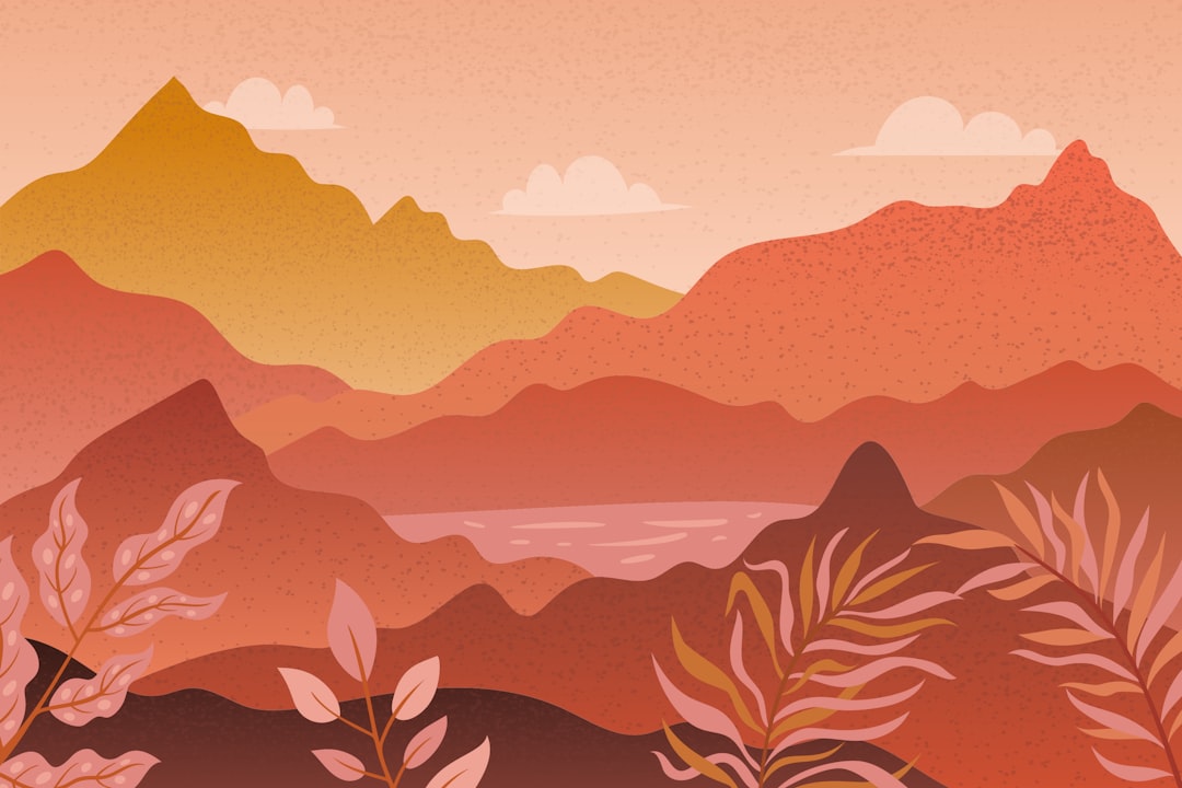Warm toned mountain landscape with foliage